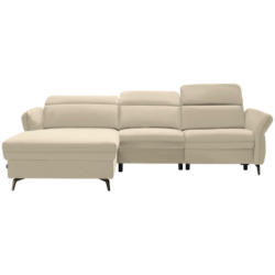 Ecksofa in Echtleder Beige