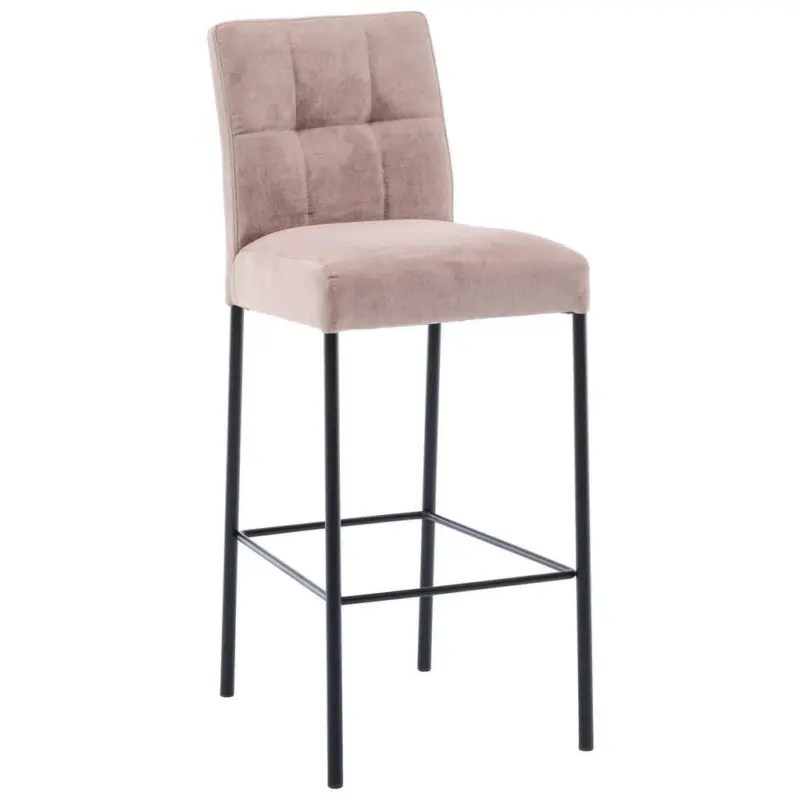 Barhocker in Metall, Textil Schwarz, Altrosa