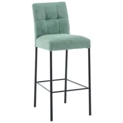 Barhocker in Metall, Textil Schwarz, Mintgr&uuml;n