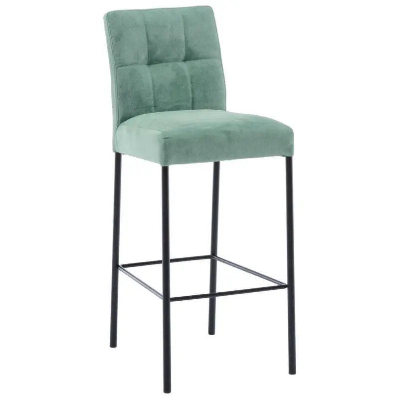 Barhocker in Metall, Textil Schwarz, Mintgr&uuml;n