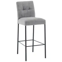 Barhocker in Metall, Textil Grau, Schwarz
