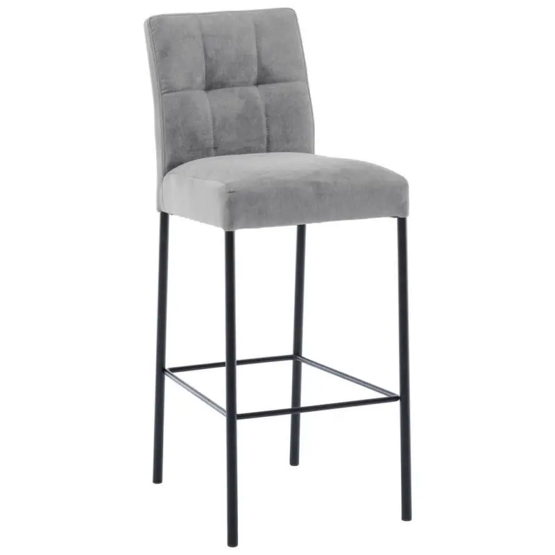Barhocker in Metall, Textil Grau, Schwarz