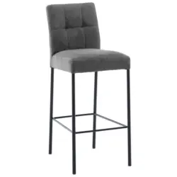 Barhocker in Metall, Textil Schwarz, Dunkelgrau