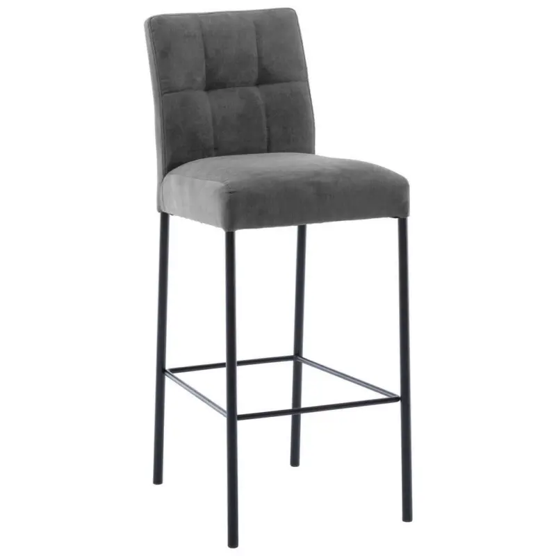 Barhocker in Metall, Textil Schwarz, Dunkelgrau