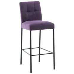Barhocker in Metall, Textil Schwarz, Violett