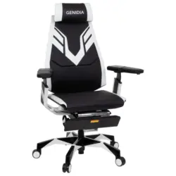 Gamingstuhl in Lederlook, Mikrofaser Schwarz, Wei&szlig;