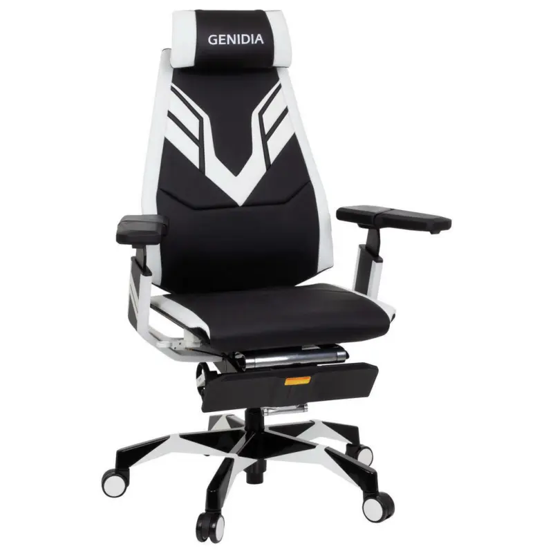 Gamingstuhl in Lederlook, Mikrofaser Schwarz, Wei&szlig;