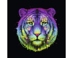 Glasbild Neon Tiger 50x50 cm