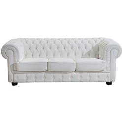Chesterfield-Dreisitzer-Sofa in Echtleder Weiß