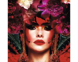 Glasbild Head With Flowers V 50x50 cm