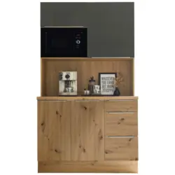 Minik&uuml;che 120/211/60 cm in Anthrazit, Grau, Eiche Artisan