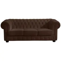 Chesterfield-Dreisitzer-Sofa in Echtleder Braun