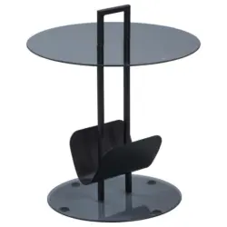 Beistelltisch in Metall, Glas 49,5/49,5/59 cm