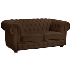 Chesterfield-Zweisitzer-Sofa in Echtleder Braun
