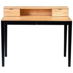 Schreibtisch 110/75/91x60 cm in Schwarz, Wildeiche