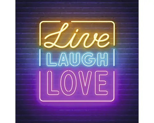 Glasbild Neon Live 50x50 cm