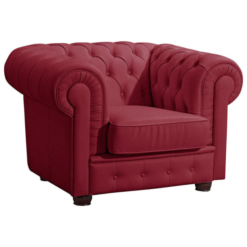 Chesterfield-Sessel in Echtleder Rot