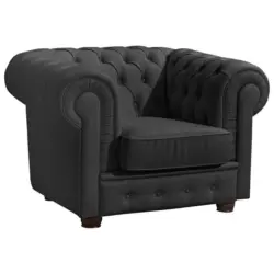 Chesterfield-Sessel in Echtleder Schwarz