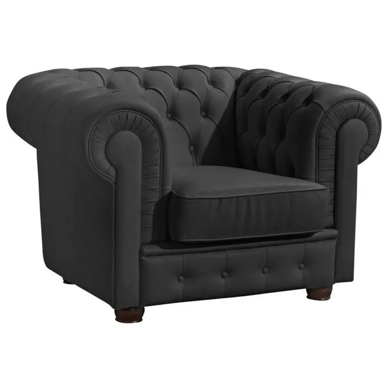 Chesterfield-Sessel in Echtleder Schwarz