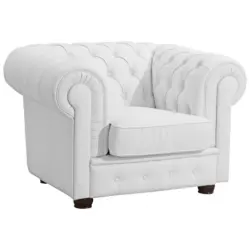 Chesterfield-Sessel in Echtleder Weiß