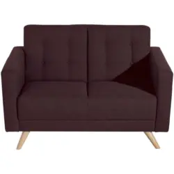 Zweisitzer-Sofa in Flachgewebe Dunkelrot