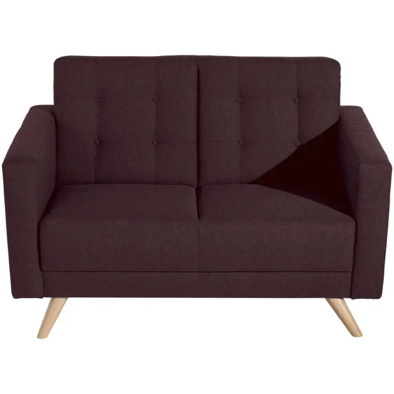 Zweisitzer-Sofa in Flachgewebe Dunkelrot