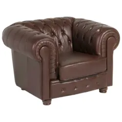 Chesterfield-Sessel in Echtleder Braun