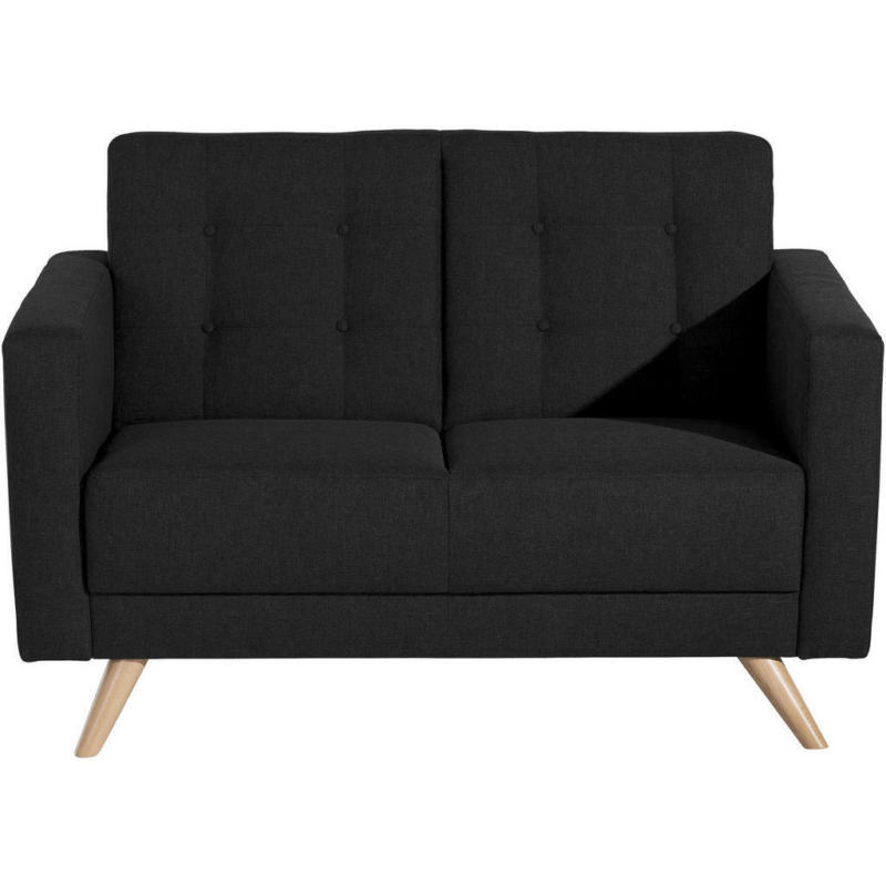 Zweisitzer-Sofa in Flachgewebe Schwarz