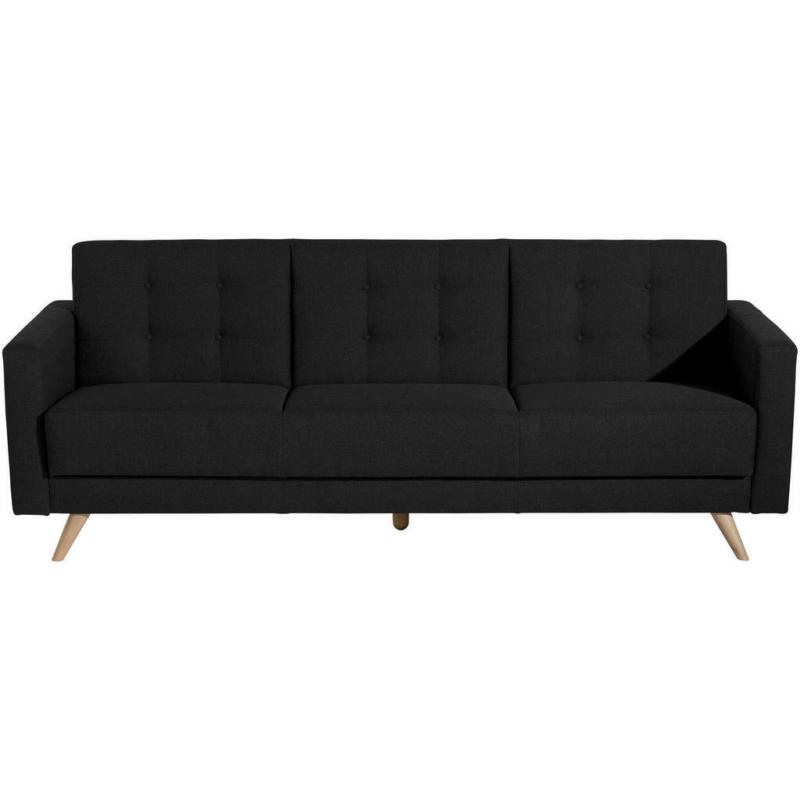 Dreisitzer-Sofa in Flachgewebe Schwarz