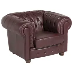 Chesterfield-Sessel in Echtleder Rot