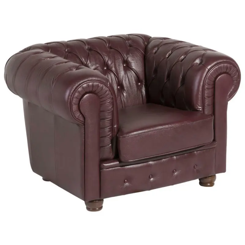 Chesterfield-Sessel in Echtleder Rot
