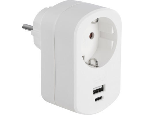 Adapterstecker USB A/C Eingang 16 A 230 V, weiß