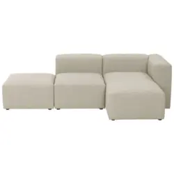 Ecksofa in Flachgewebe Creme