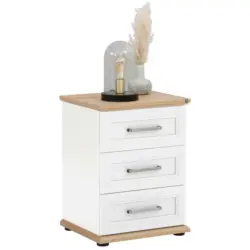 Nachtkästchen in Weiß, Eiche Artisan