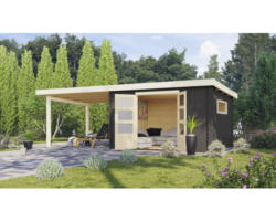 Gartenhaus Karibu Tossens 5 inkl. Anbau 3,3 m 669 x 297 cm grau