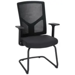 Besucherstuhl in Netzbespannung, Flachgewebe Schwarz