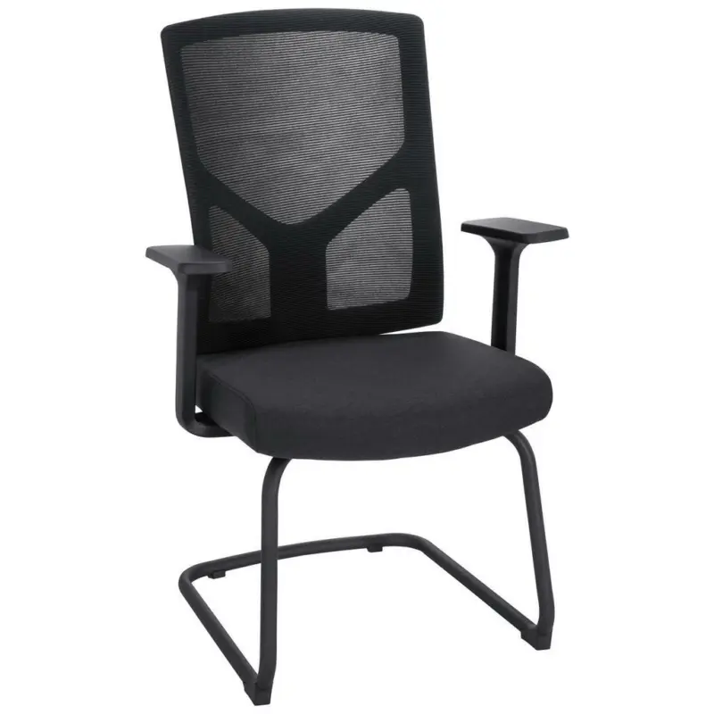 Besucherstuhl in Netzbespannung, Flachgewebe Schwarz