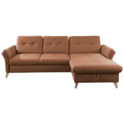 Ecksofa in Lederlook (vegan) Cognac