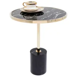 Beistelltisch in Metall, Glas, Stein 46/46/53 cm