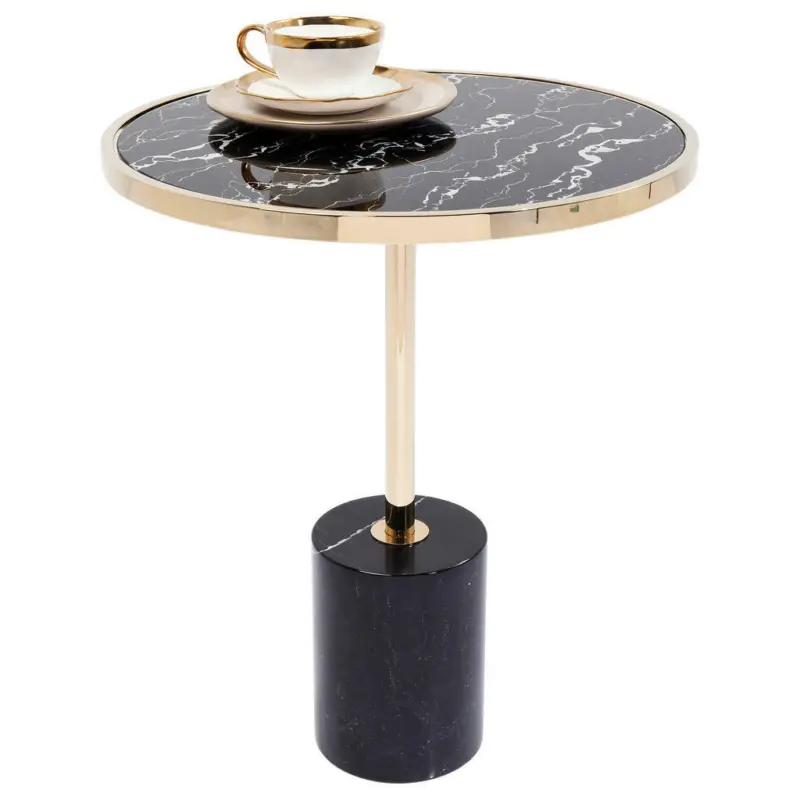 Beistelltisch in Metall, Glas, Stein 46/46/53 cm