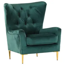 Ohrensessel in Samt Dunkelgrün