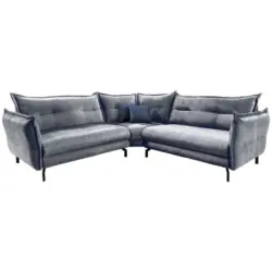 Ecksofa in Webstoff Blau, Grau