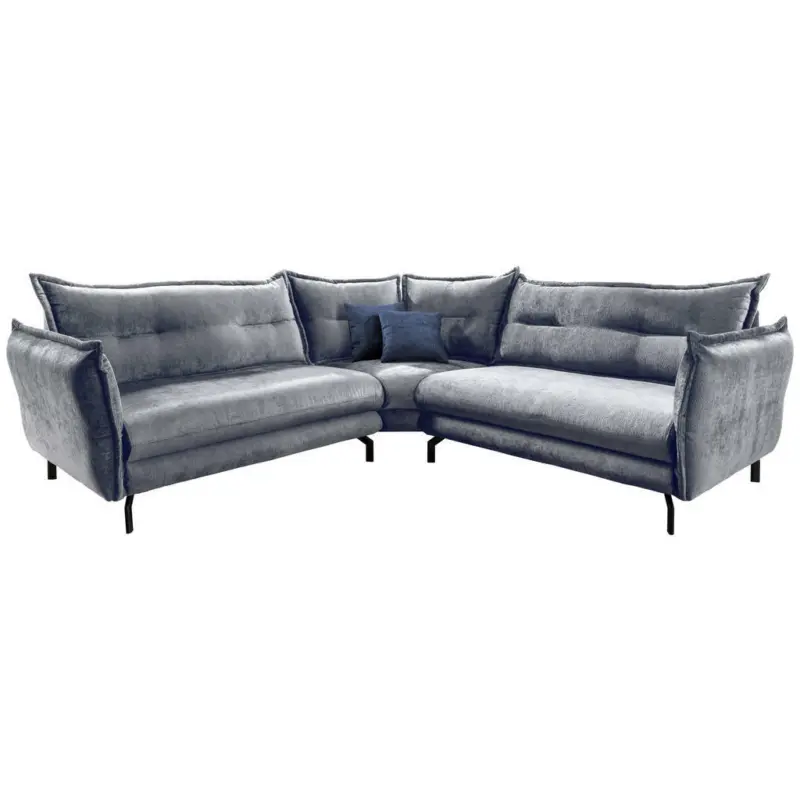 Ecksofa in Webstoff Blau, Grau