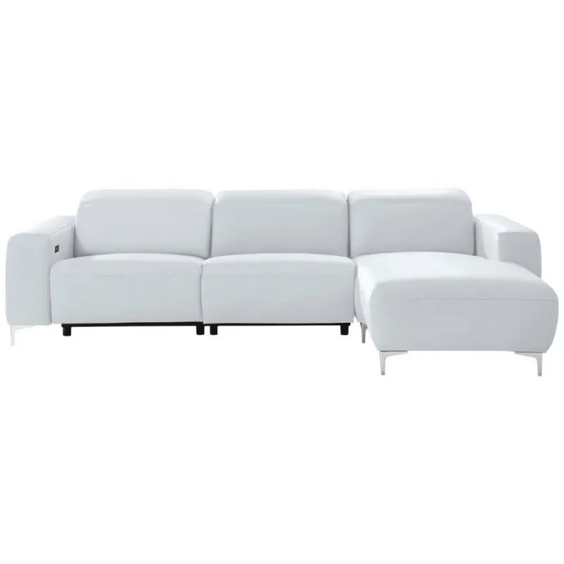 Ecksofa in Echtleder Wei&szlig;