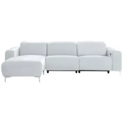 Ecksofa in Echtleder Wei&szlig;