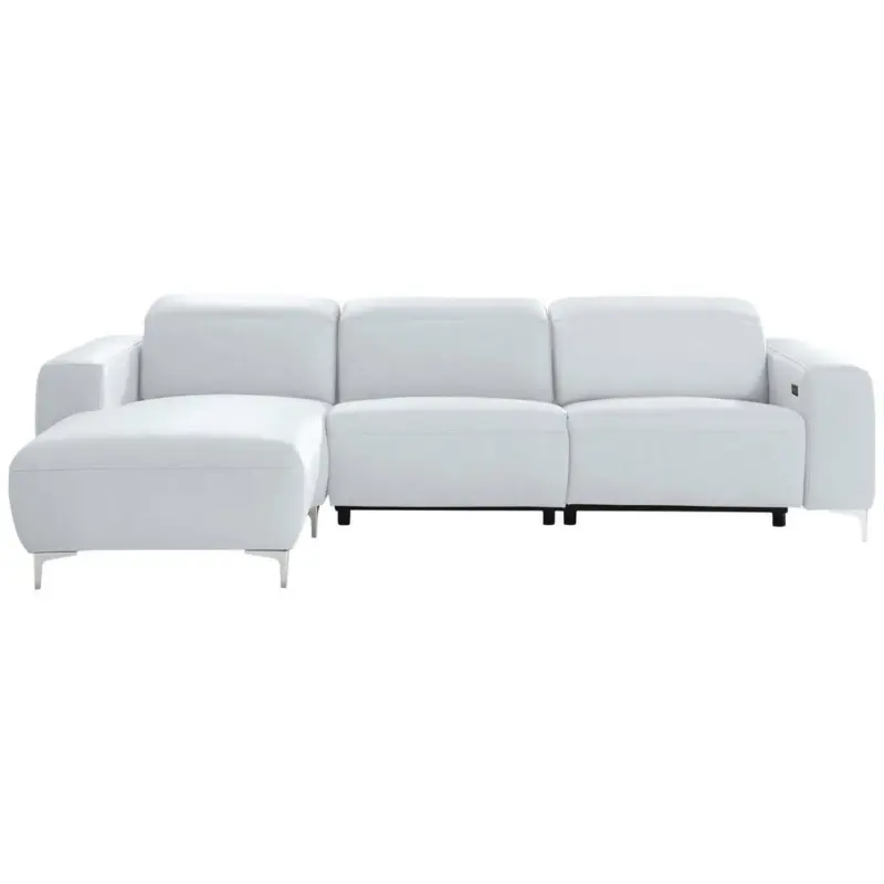 Ecksofa in Echtleder Wei&szlig;