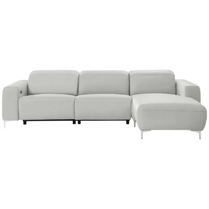 Ecksofa in Echtleder Hellgrau