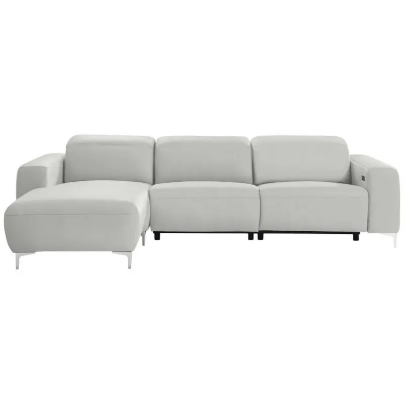 Ecksofa in Echtleder Hellgrau