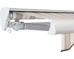 SOLUNA Halbkassettenmarkise Classic 5,5x2 Stoff Dessin 6171 Gestell E6EV1 silber eloxiert Antrieb links inkl. Kurbel