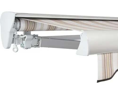 SOLUNA Halbkassettenmarkise Classic 5,5x2 Stoff Dessin 6171 Gestell E6EV1 silber eloxiert Antrieb links inkl. Kurbel